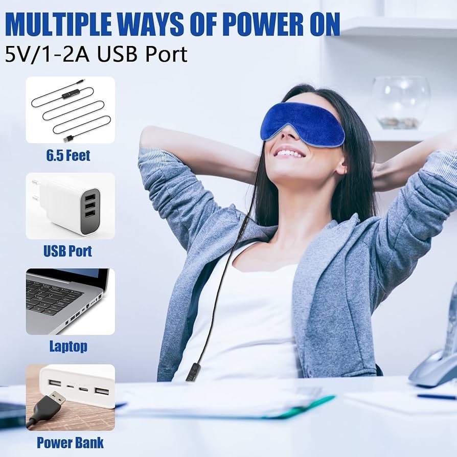Flaxseed Heated Eye Mask for Dry Eyes, Moist Heat Compress, Reusable Design