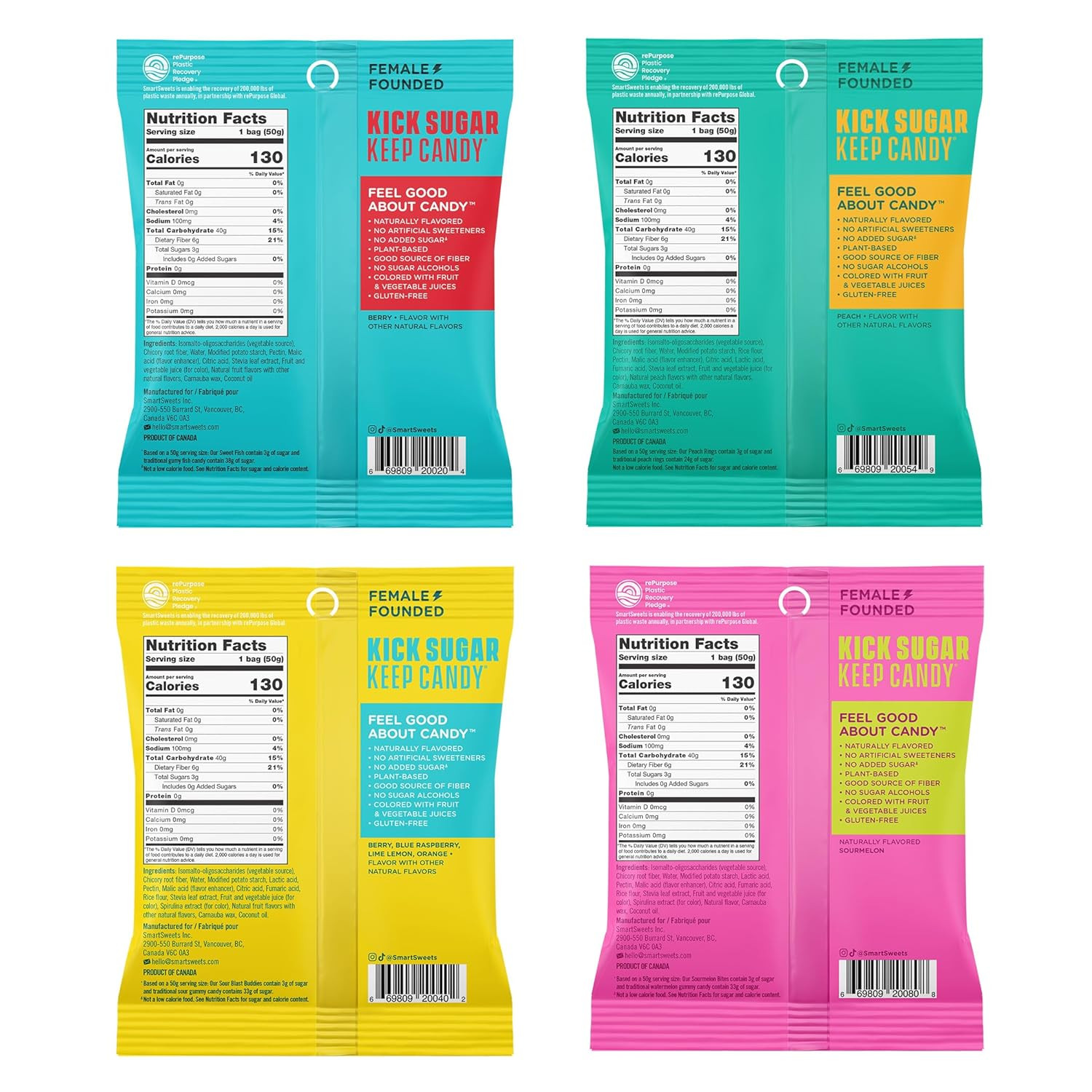 Smartsweets Variety Pack, Gluten Free Gummies, Plant Based Snacks for Adults & K