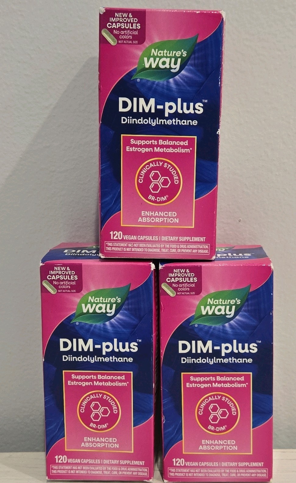 3 Natures Way DIM-Plus Estrogen Metabolism Support 360 Capsules Exp. 7/2026