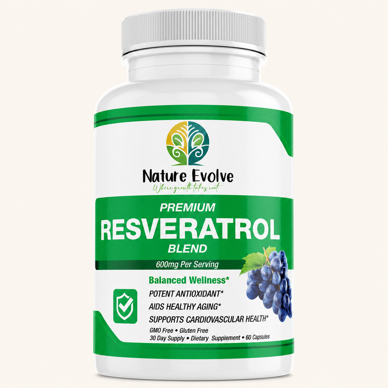 Nature Evolve Premium Resveratrol Blend 600mg Antioxidant Support Made In USA