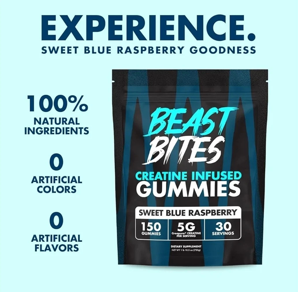Creatine Gummies 5g, Blue Raspberry, Vegan & Gluten-Free, 150 Ct