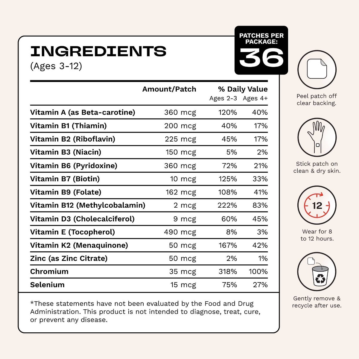 barriere Kids’ Multivitamin Animal Kingdom Patches -36ct:Patch,Health And Beauty