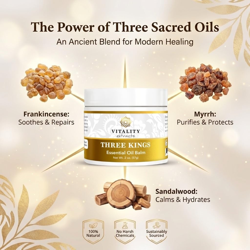 Vitality Extracts Three Kings Essential Oil Balm 2oz Jar