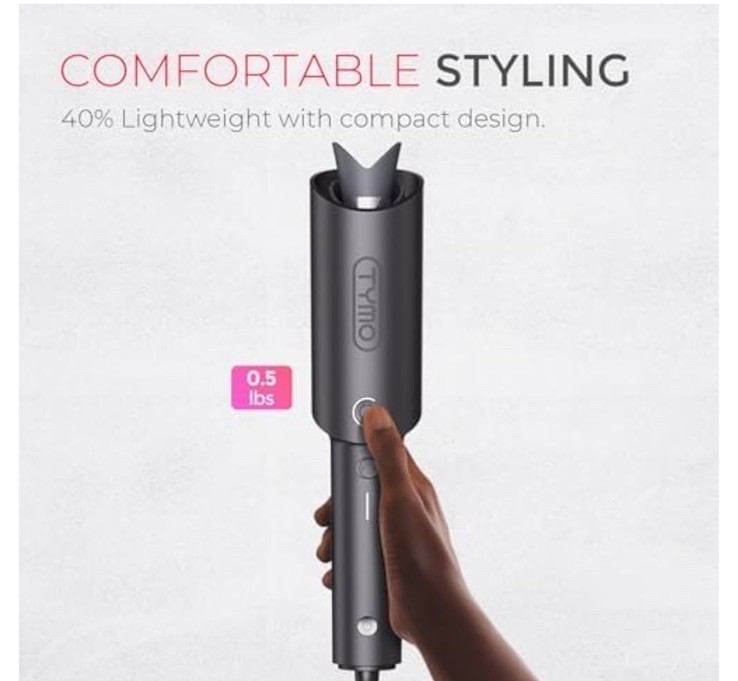 TYMO CURLPRO 1 in Rotating Curling Iron Ceramic Dual Voltage Travel, Gray