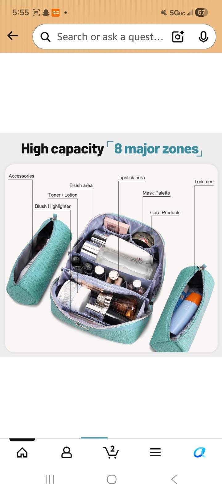 Travel Makeup Bag Cosmetic Bags for Women: Large Capacity 3 Pcs Set Make up Bag