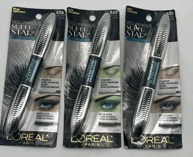 3 Pack L’Oreal Paris Voluminous Waterproof Mascara & Primer Black 625
