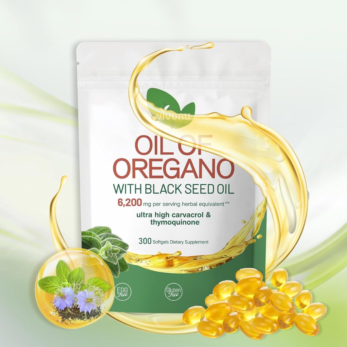 VivoNu Oil of Oregano & Black Seed Oil – Organic Softgels, Carvacrol,Non-GMO