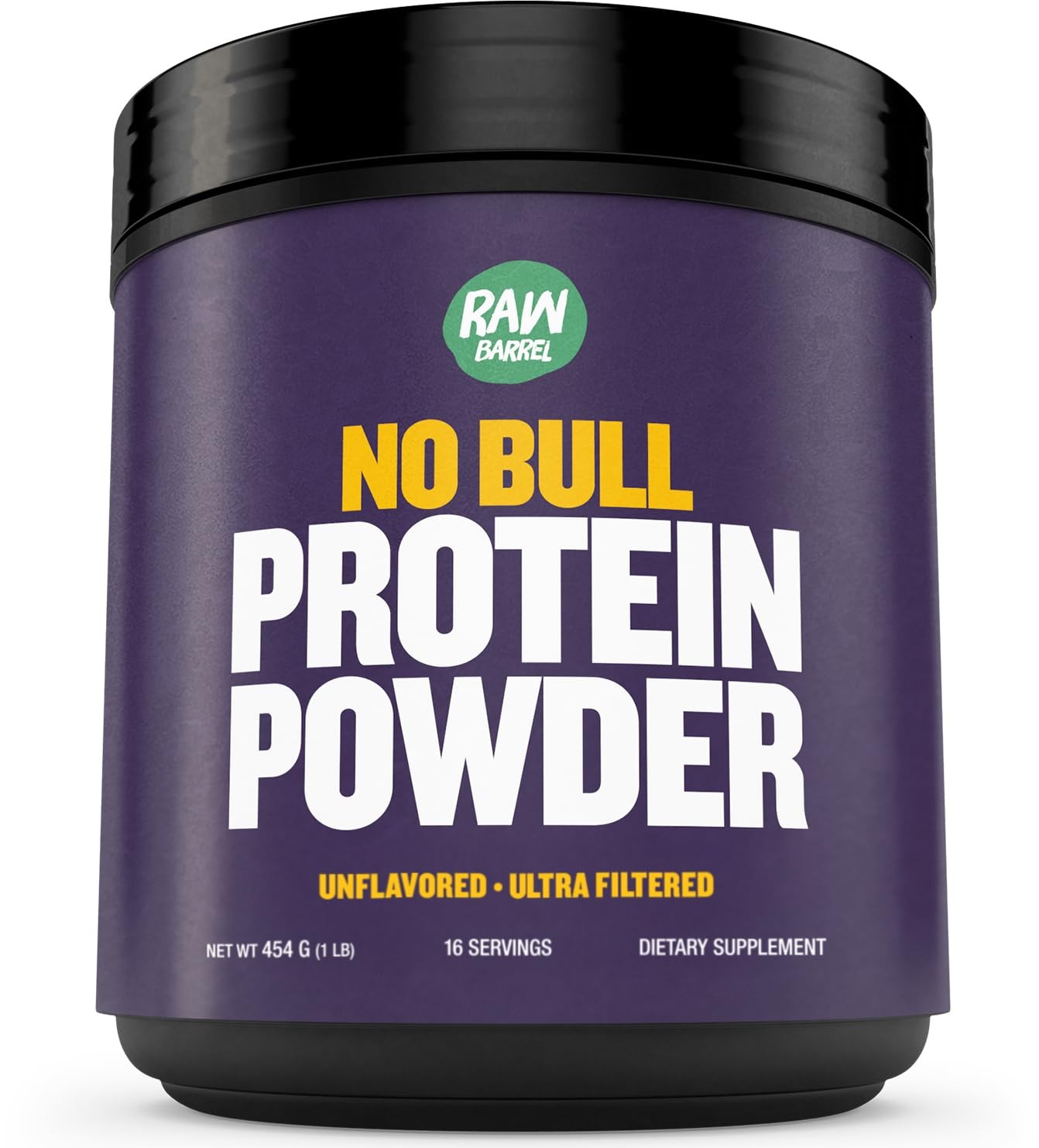 Raw Barrel 1Lb No Bull Unflavored Whey Protein Powder Pure Instantized Whey