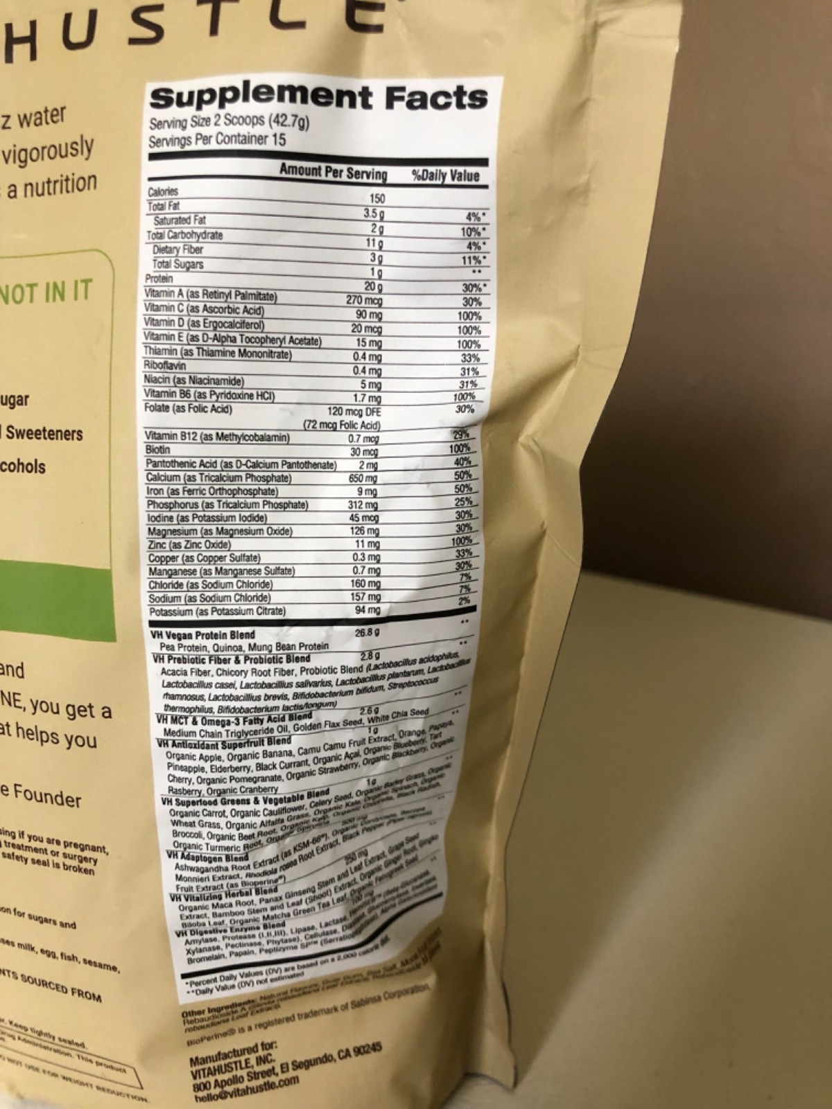 Vita Hustle ONE Superfood Protein Vanilla Shake 1.4lb/ 15 Servings
