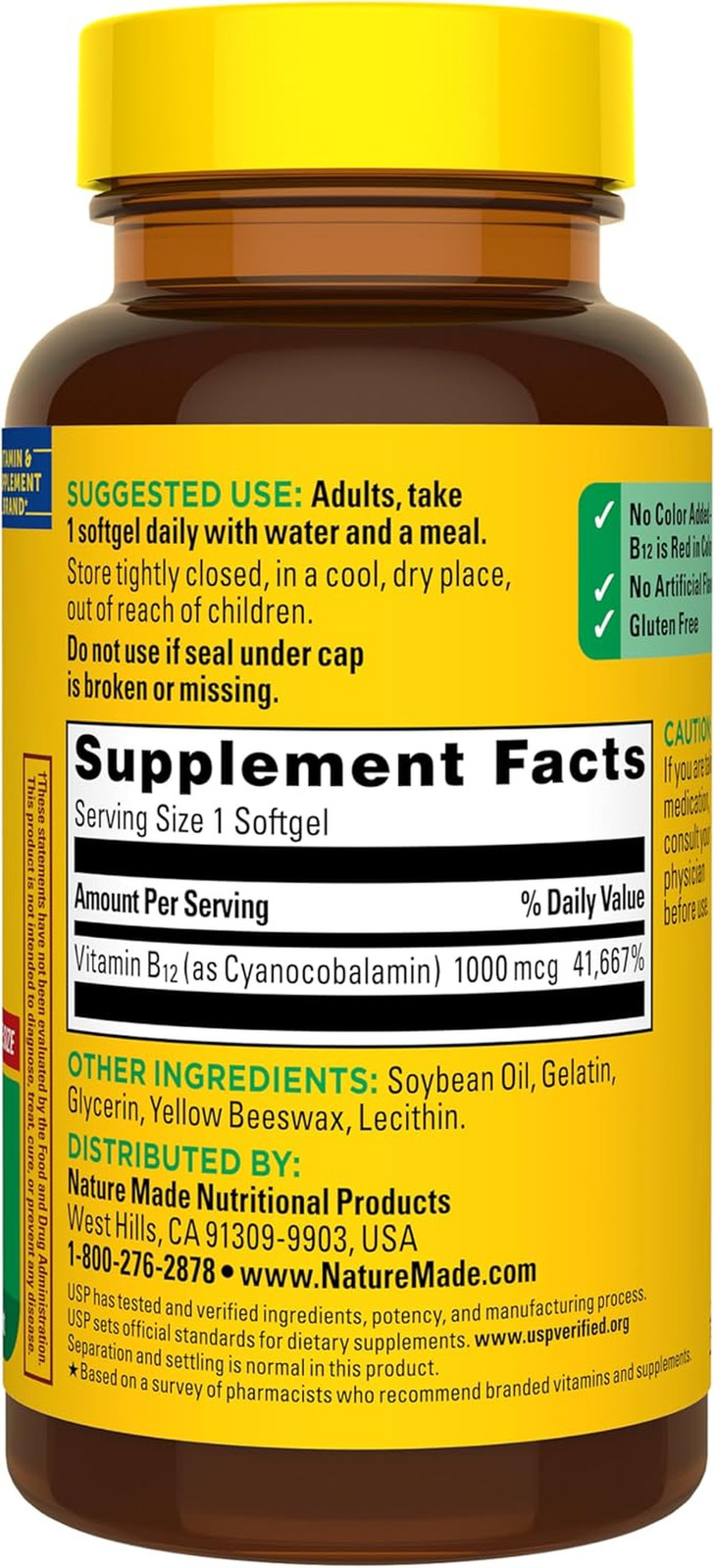 Vitamin B12 1000mcg 150 Softgels 150 Day Supply Energy Metabolism Support