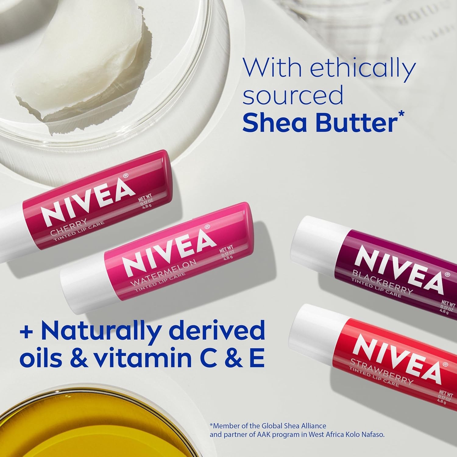 NIVEA Fruity Tinted Lip Balm Variety Pack 4 Pack