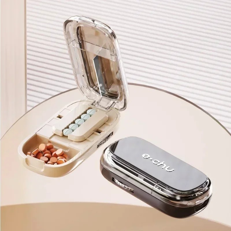 Adjustable Precise Pill Cutter Storage Box Portable Drug Tablet Medicine Dust US