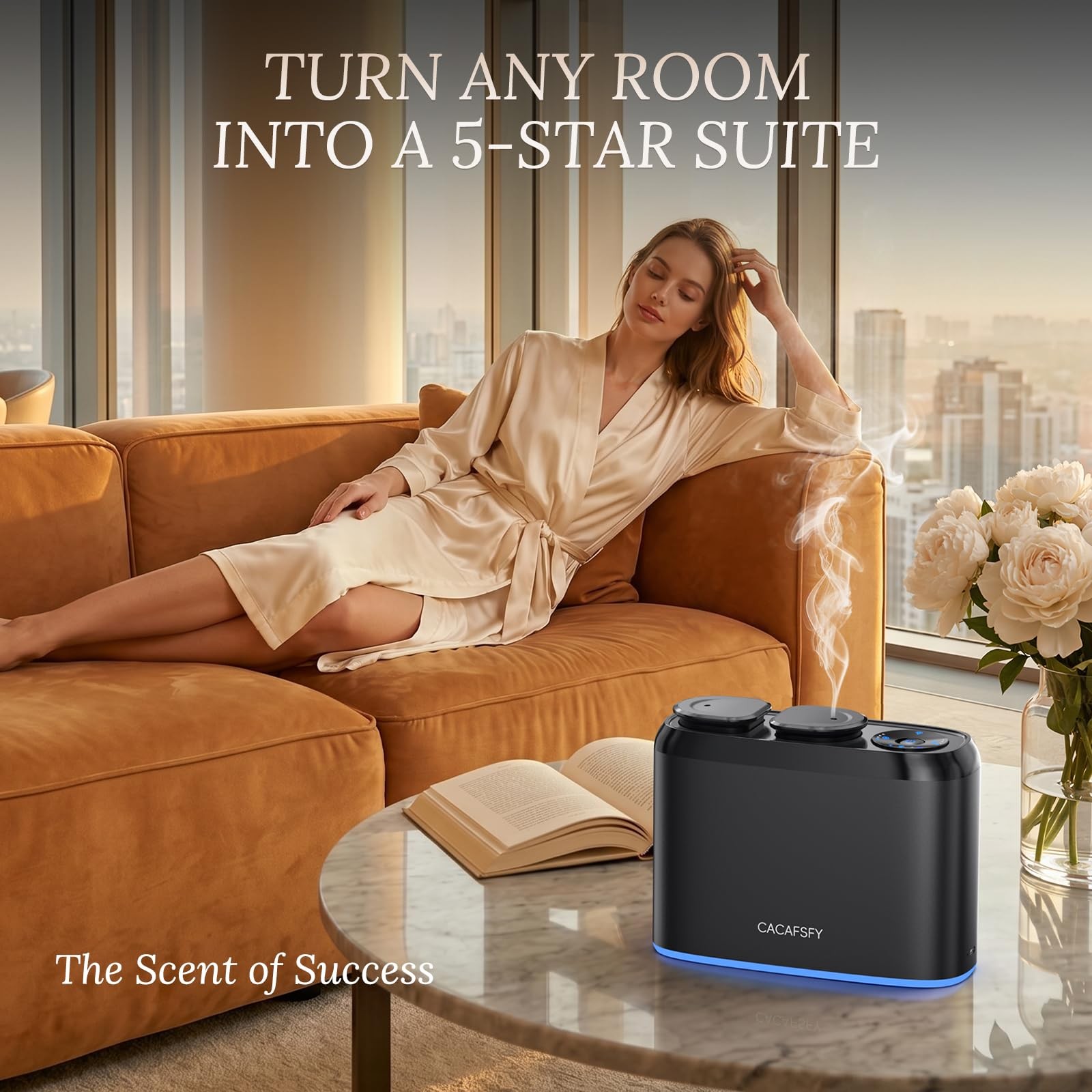 Cacafsfy Waterless Scent Diffuser 2 Hotel Scent Oils No Water No Refills Covers