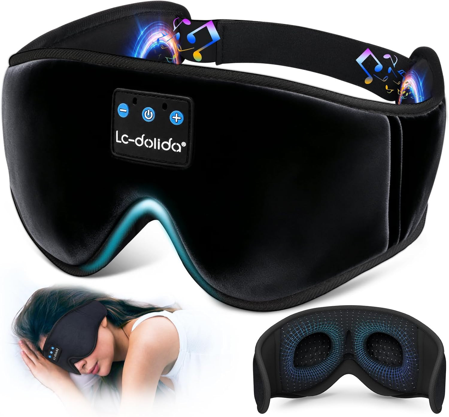 Sleep Headphones, 3D Sleep Mask Bluetooth Wireless Music Eye Mask, Sleeping Head