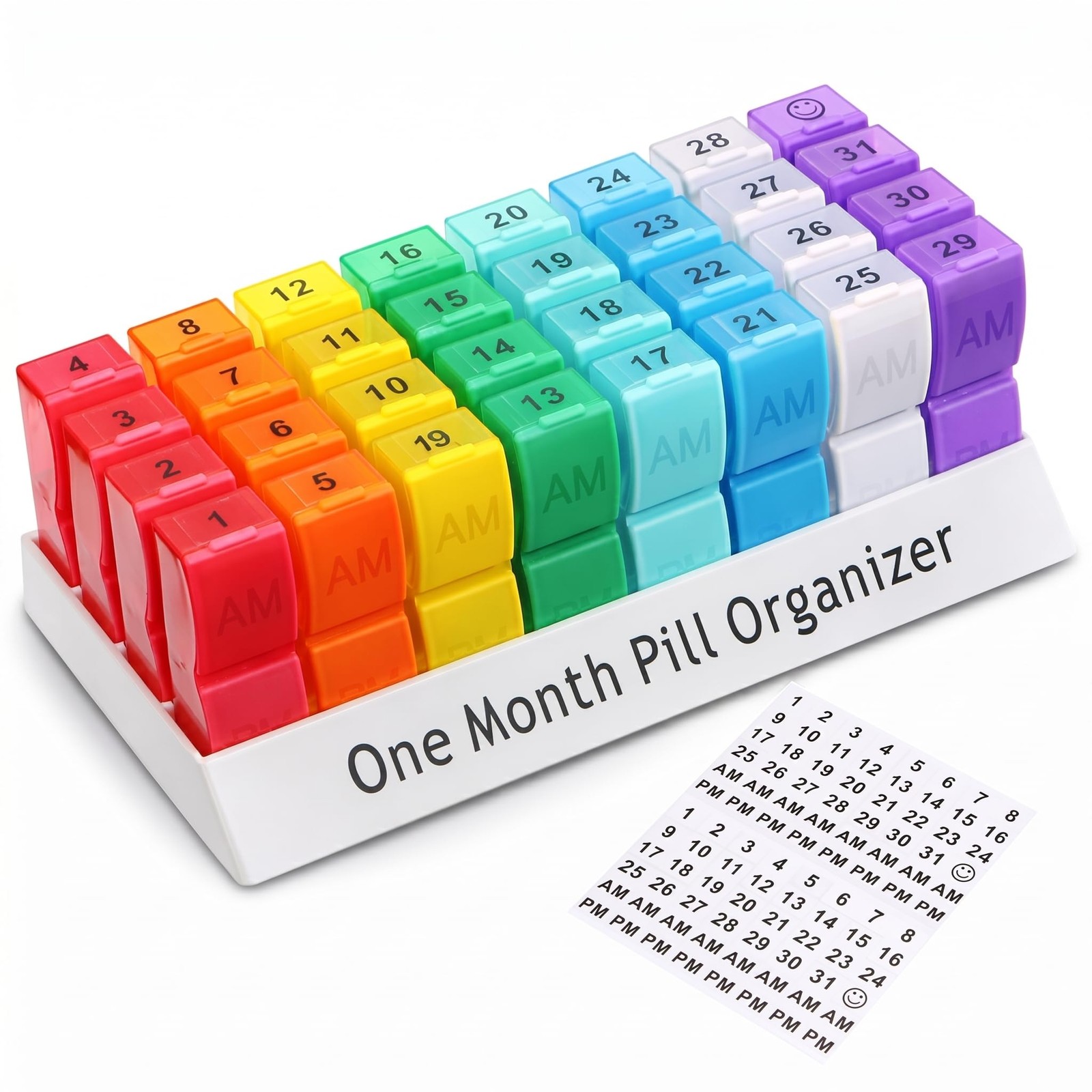 Monthly Pill Organizer 2 Times A Day, One Month Pill Box Am Pm, 30 Day Storage