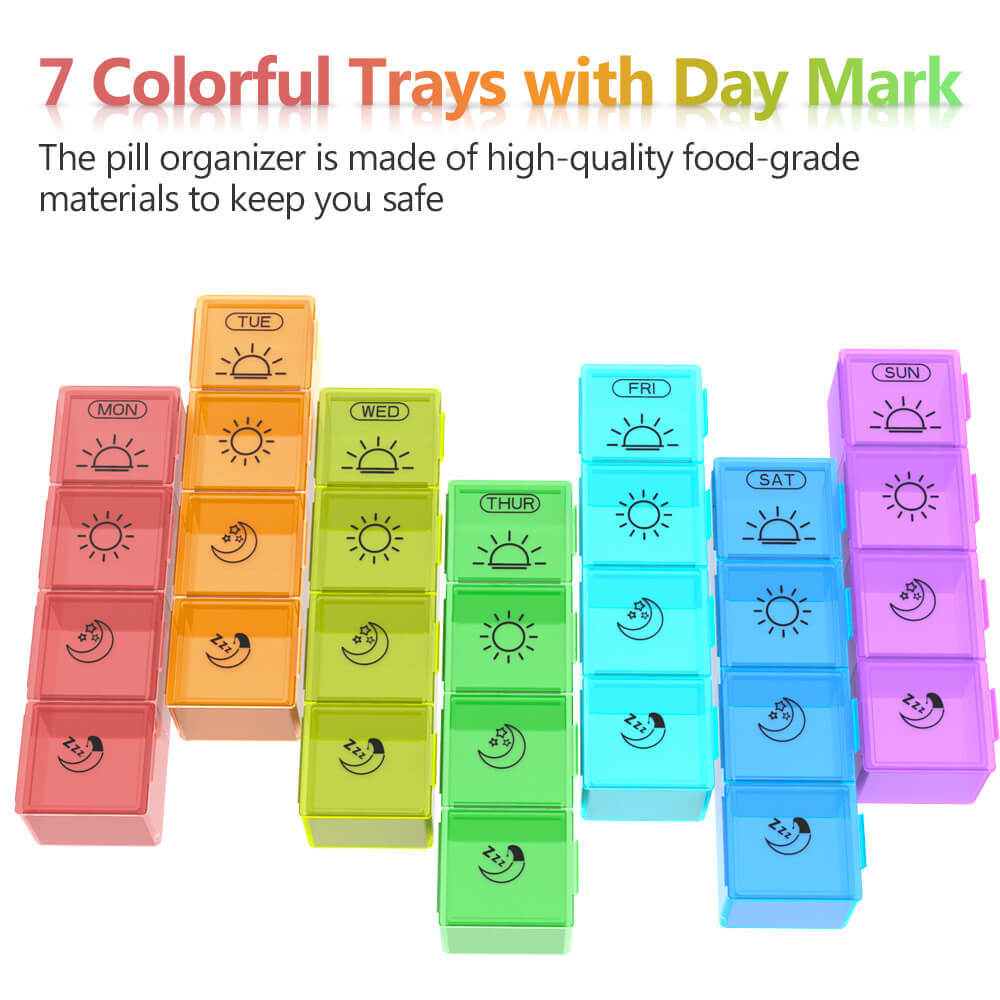 7 Day Pill Organiser Moisture-Proof Dust-Proof Large Weekly Pill Box for Fish US