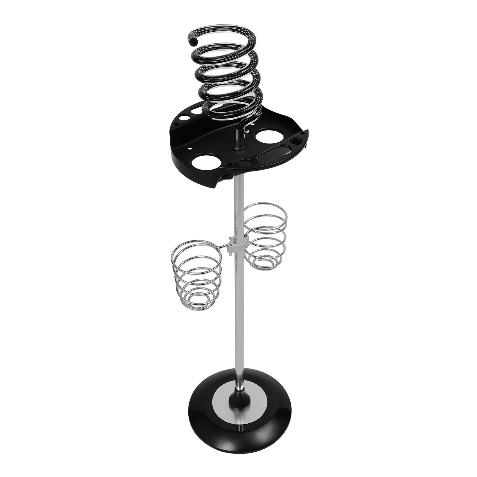 Hair Dryer Stand with Tray & Spiral Holders Freestanding Holder Hands-Free Black