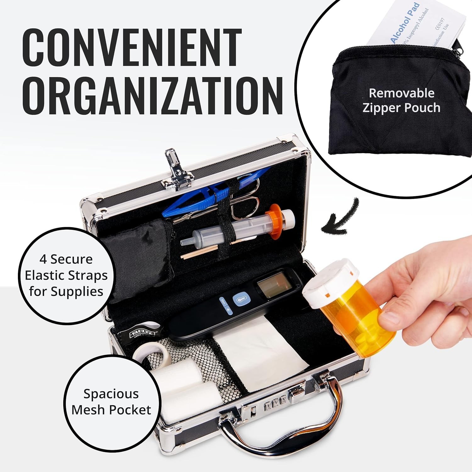 Secure Medicine Safe Case with Combination Lock – Portable and Stylish, Black