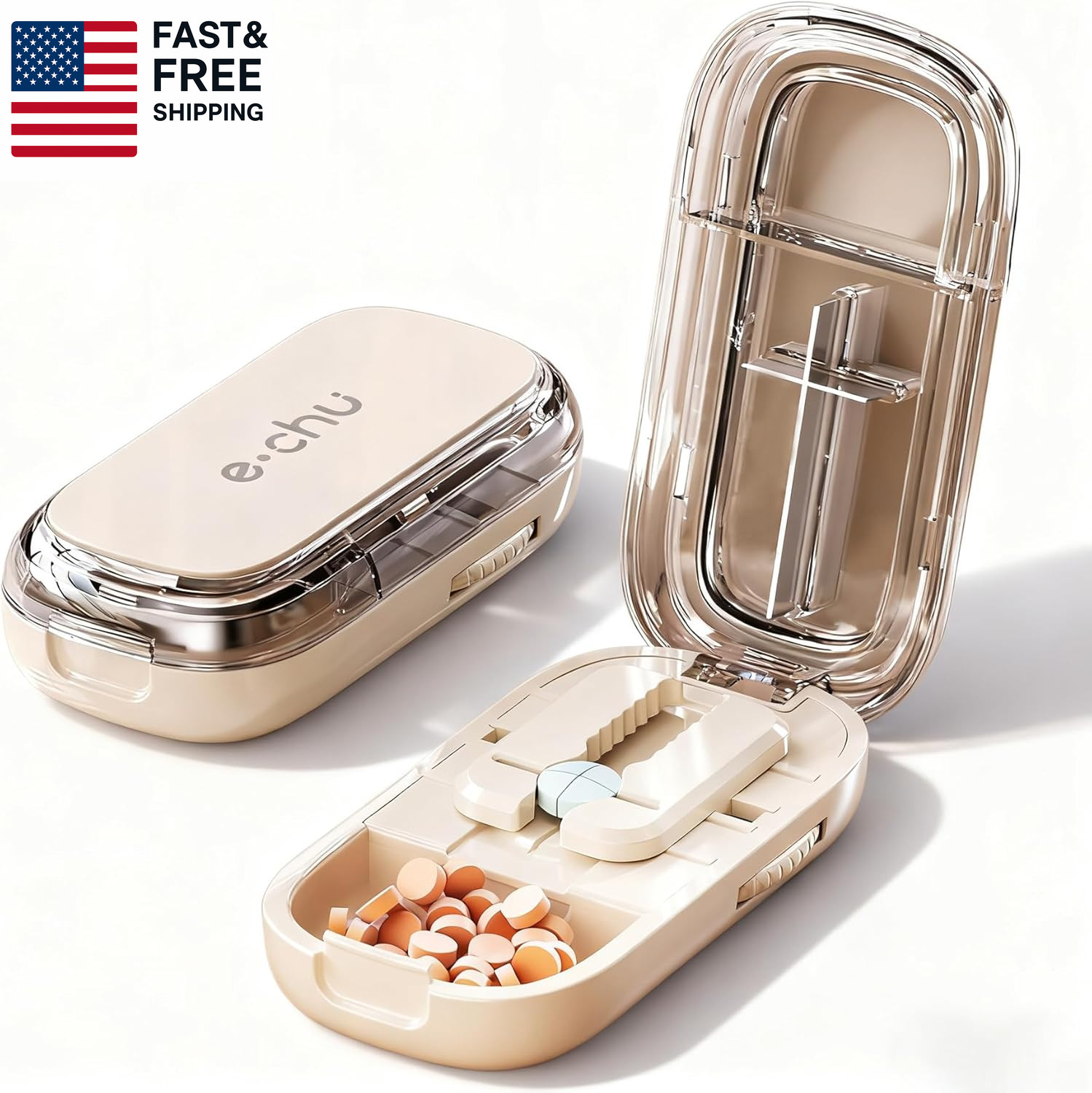 E Chu Pill Cutter Splitter for Small and Tiny Pills – Adjustable Pill Splitter