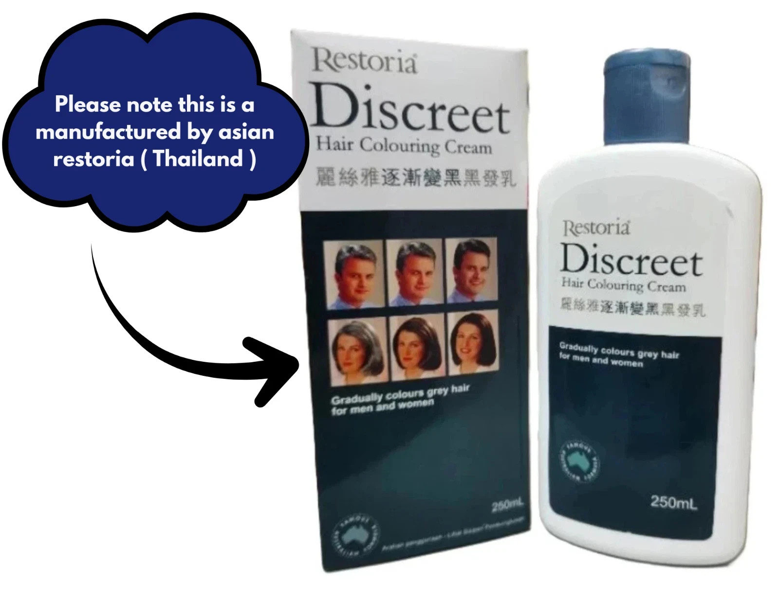 Restoria Discreet Hair Cream 250ml – Grey Hair Reversal & Natural Color Restore