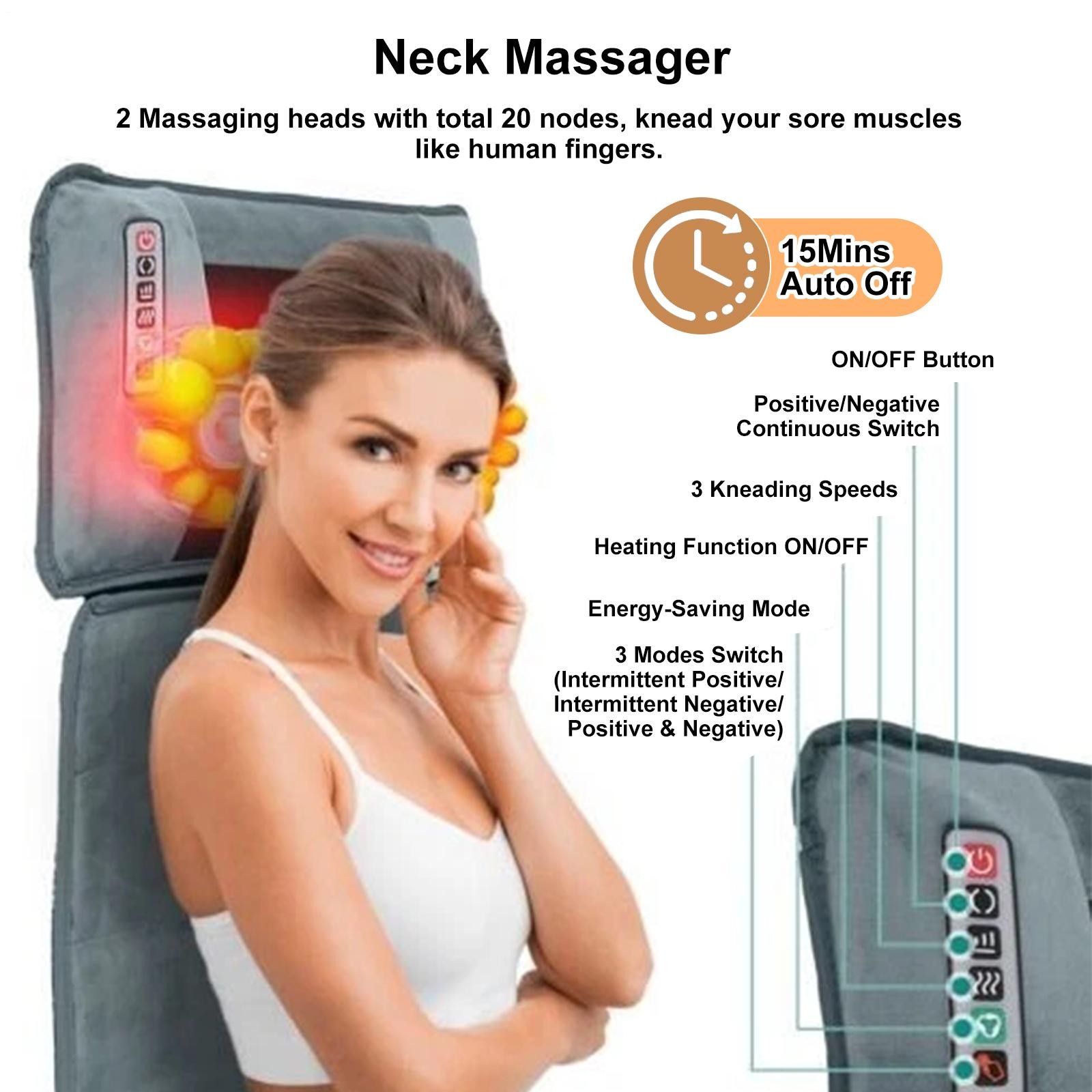 Full Body Electric Massage Mat For Bed W/ Shiatsu Heated Neck Massager For Home