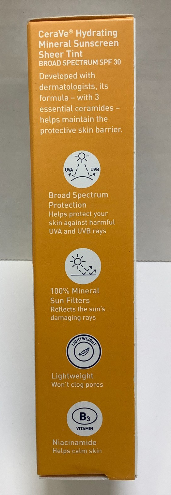 CeraVe Hydrating Mineral Sunscreen SPF 30, Medium Sheer Tint, Exp. 08/2026, 3pk