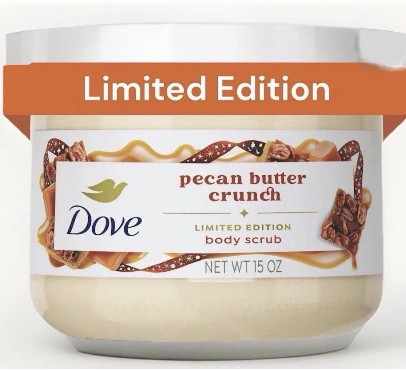 Dove Pecan Butter Crunch Body Scrub 15oz Limited Edition Exfoliating Bundle