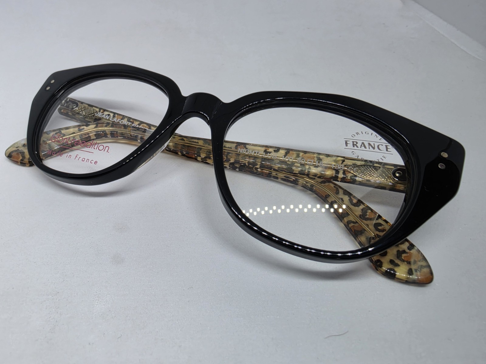 JEAN LAFONT PARIS NIGHTCLUB 100 BLACK/LEOPARD EYEGLASSES NEW AUTHENTIC FRANCE