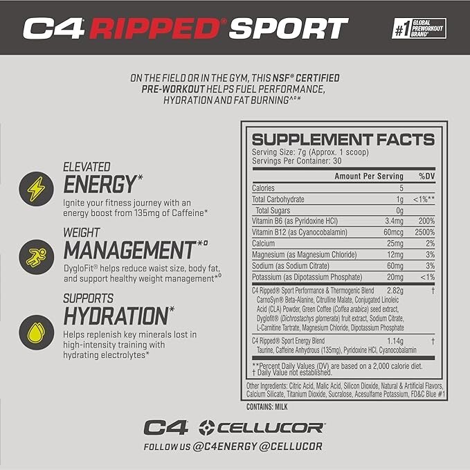 NEW C4 Ripped Super Sport Pre Workout Powder Arctic Snow Cone BEST BY: 01/26