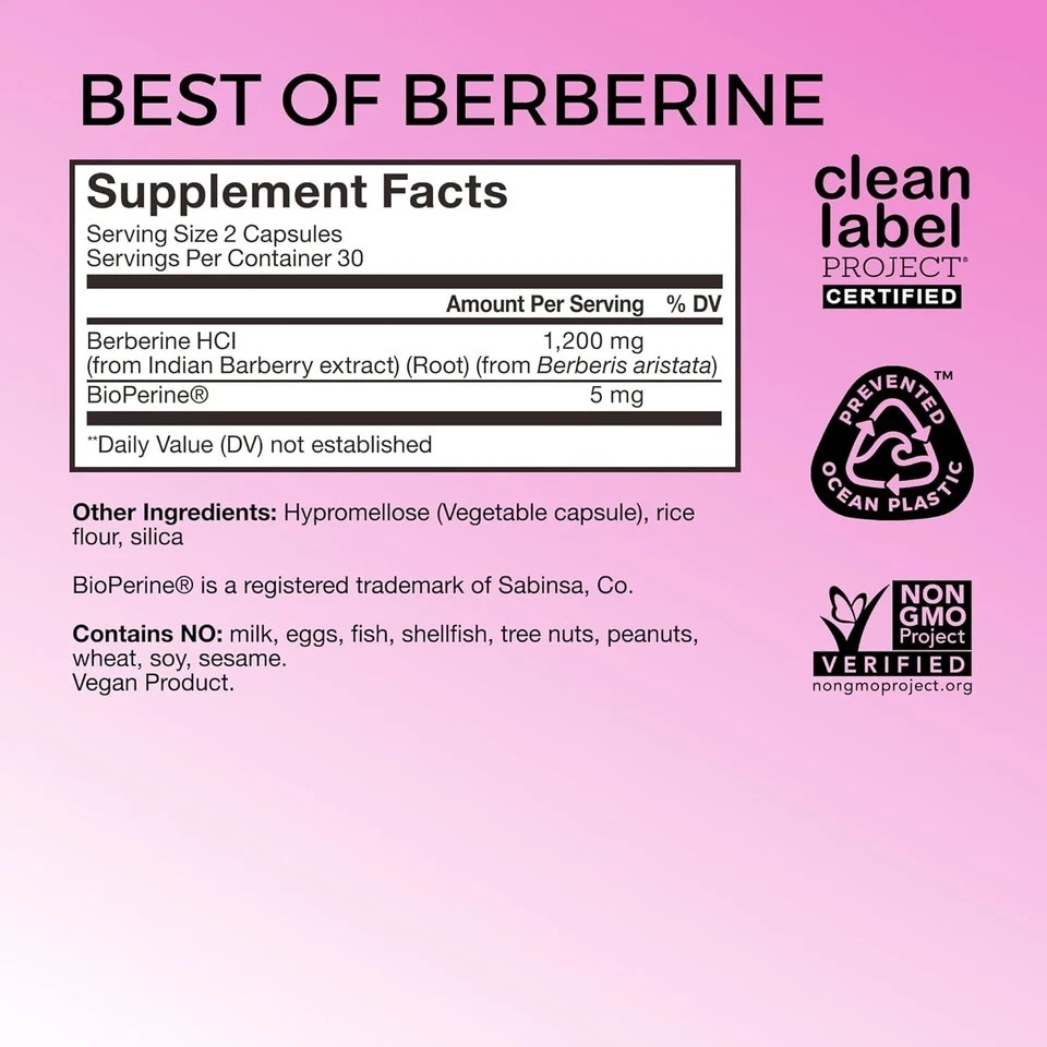 HUM Best of Berberine Supplement 1200mg (60 Capsules)