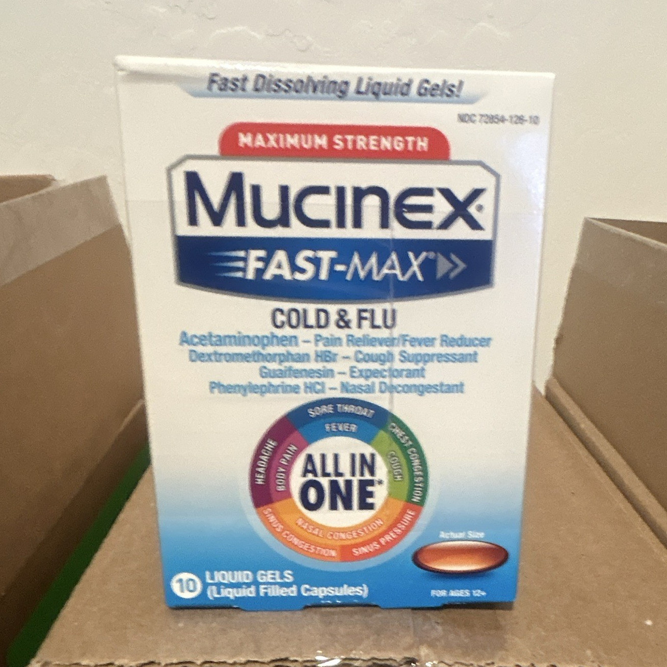 (3PACK)Mucinex Fast-Max Maximum Strength Cold & Flu All in One Liquid Gels 10ct