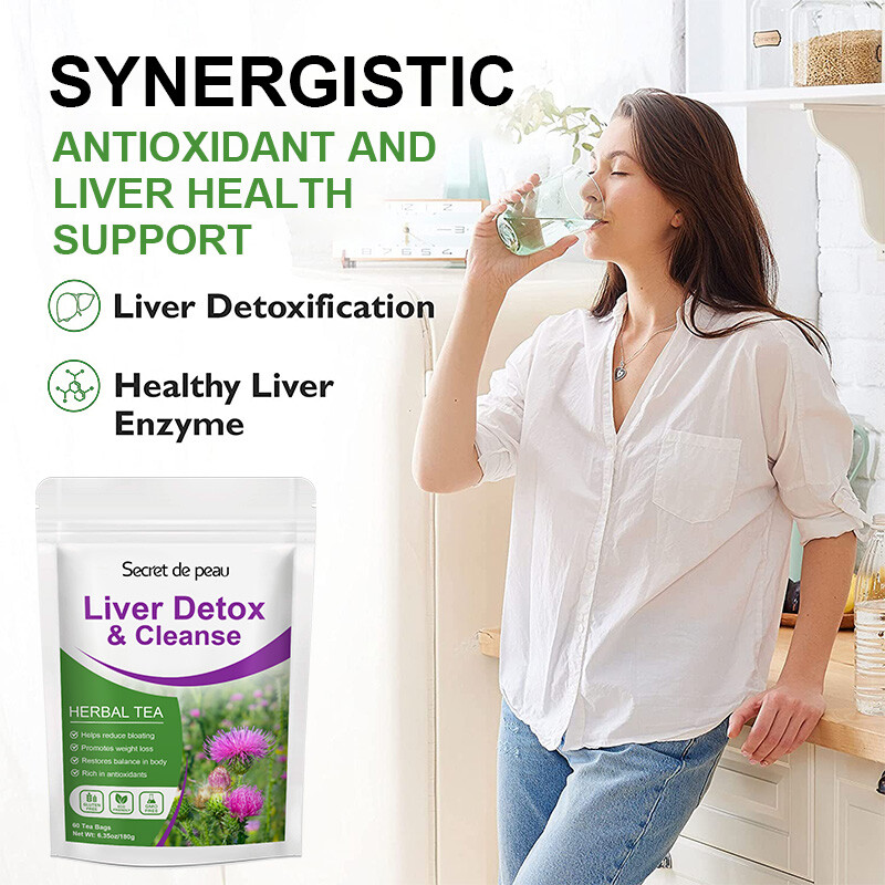 Milk Thistle Liver Cleanse Detox Tea 30Days Herbal Liver Support Supplement