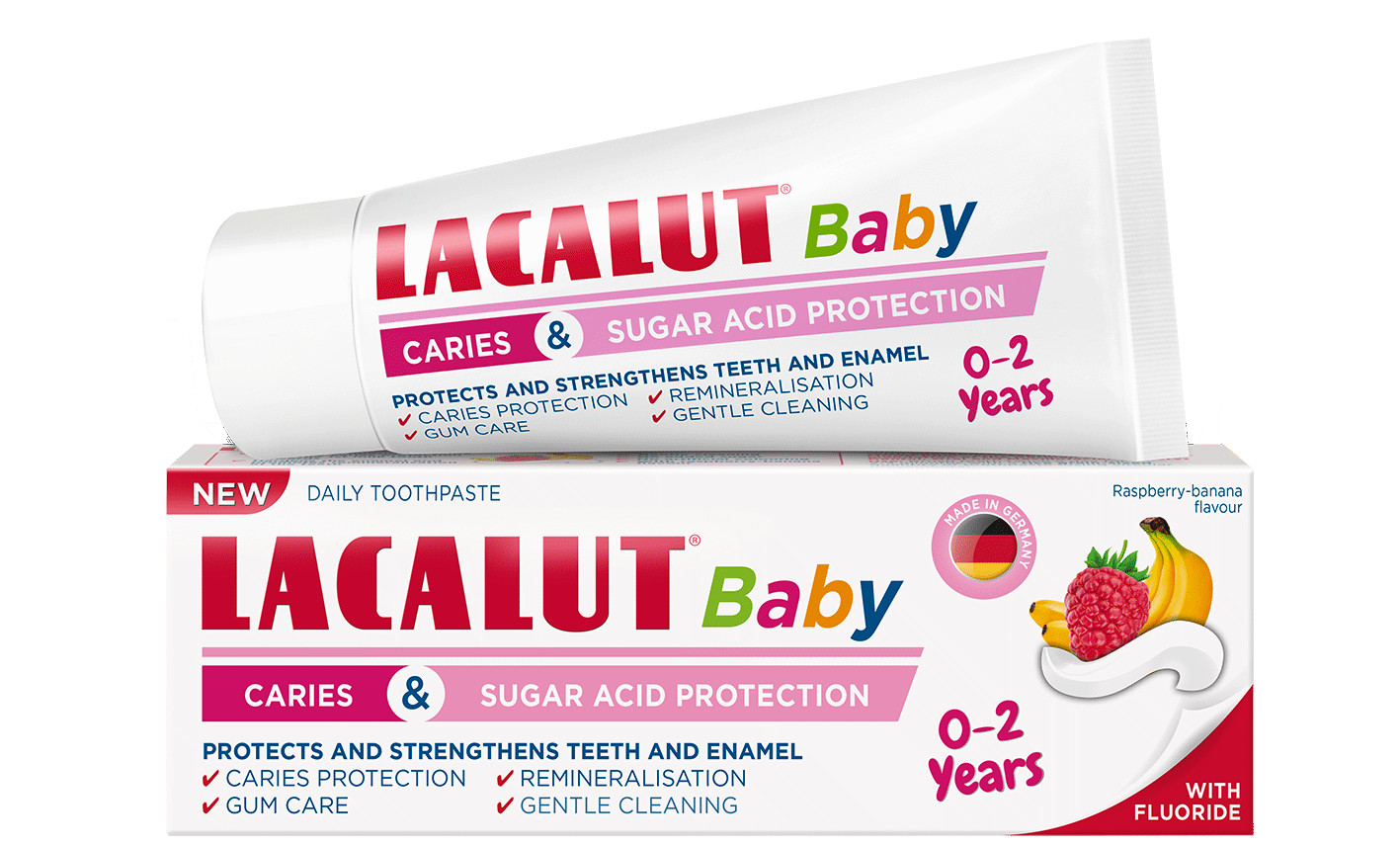 4 LACALUT Baby Toothpaste 0-2 Years Caries & Sugar Acid Protection 55ml