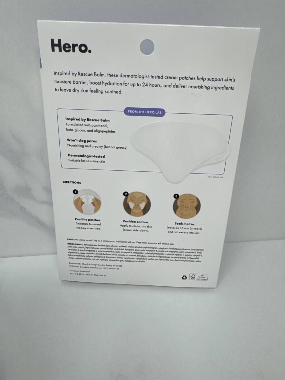 Hero Rescue Replenishing Cream Patches 6 Count. Post-blemish Skin. Exp 04/2026.
