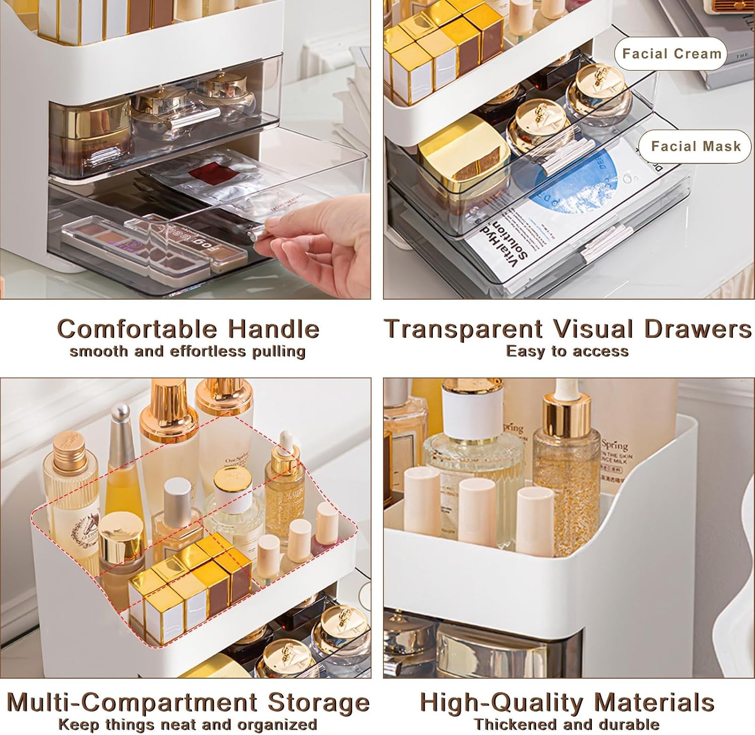 Makeup Organizer with 2 Drawers, Large Capacity for Vanity Dresser Countertop US