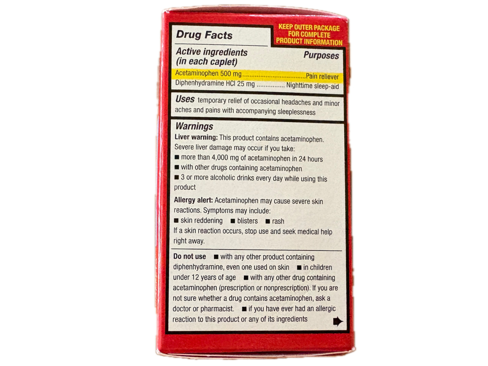 Extra Strength CVS Acetaminophen PM 100 tablets x 3 Pain Reliever EXP 8 & 9/2028