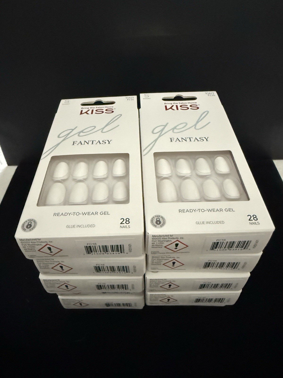 *10* KISS Gel Fantasy White Shiny Gel Press-On Nails Short Oval Full Cover Glue