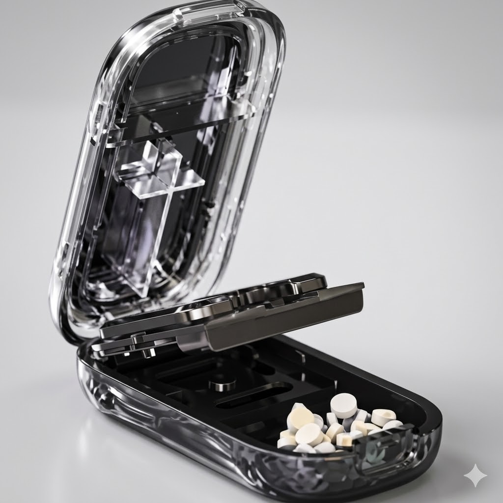 Adjustable Precise Pill Cutter Storage Box Portable Drug Tablet Medicine Dust US