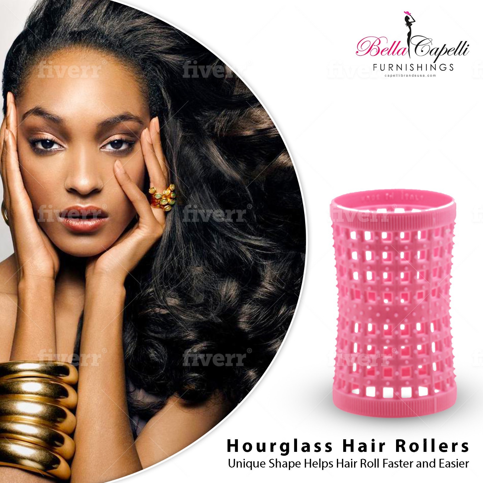 Hourglass All Hair Types Unisex Rollers– Orange 22mm/0.87in – Pack of 12