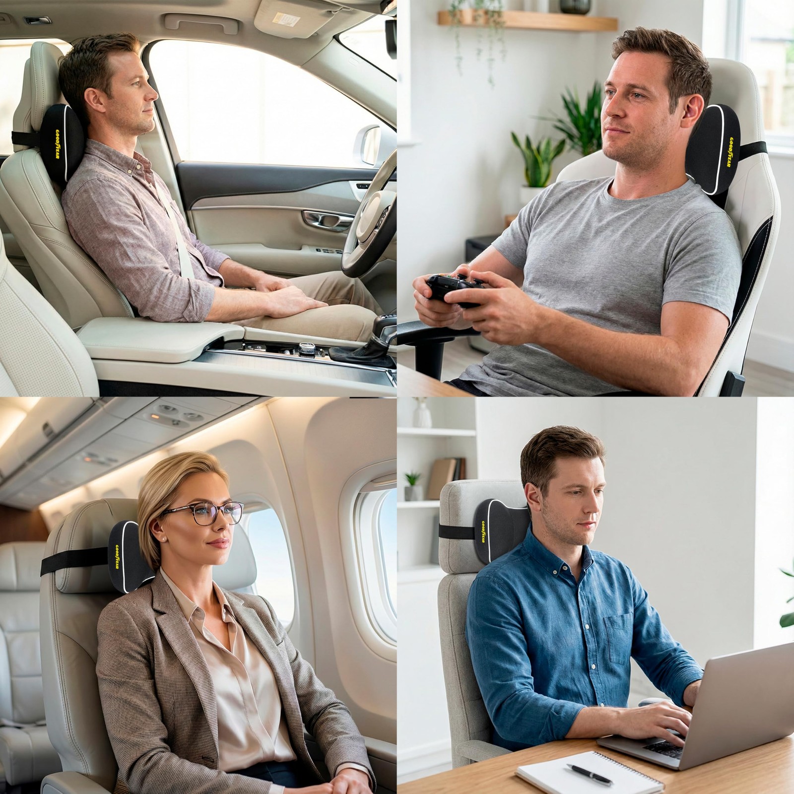 Car Neck Pillow 7.25″ X 12.25″ X 4.25″ Soft Memory Foam Headrest – Pain Relief