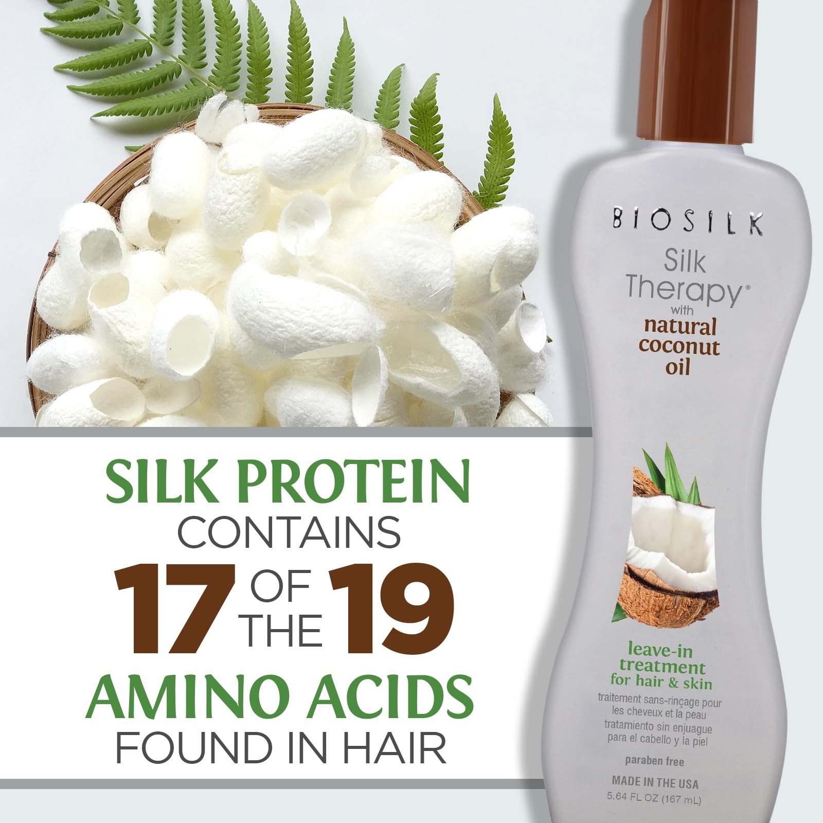 BioSilk Silk Therapy with Natural Coconut 5.6 Fl Oz (Pack of 1), WHITE,BROWN