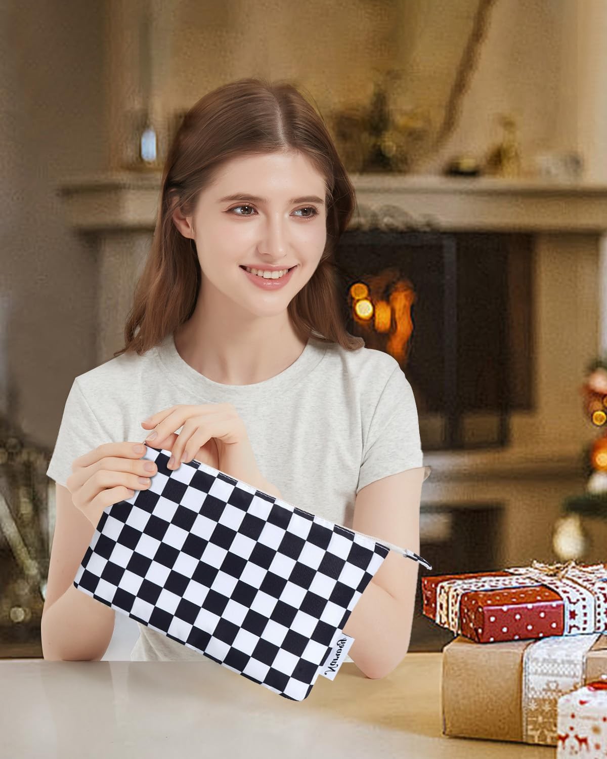 Narwey Small Checkered 9x 6.5x 1.6 in/ 23x 16.5x 4cm, AB-Black Checkerboard