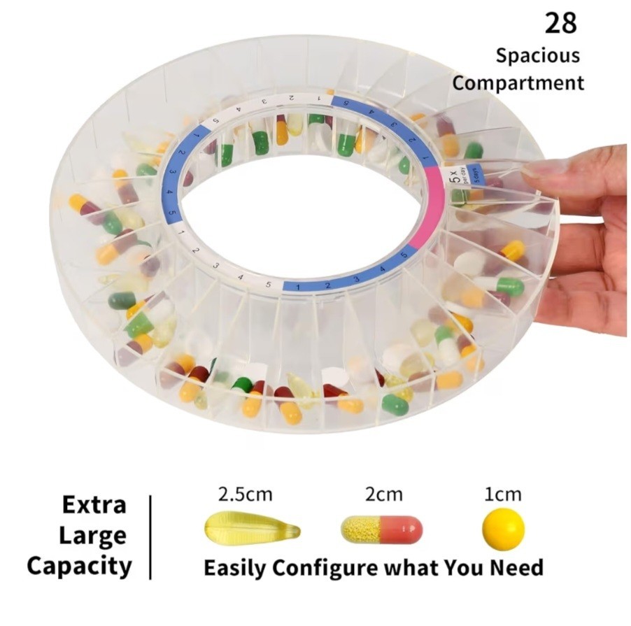 Senyerkare Bluetooth Automatic Pill Dispenser, Lock Compartment, Clear Lid