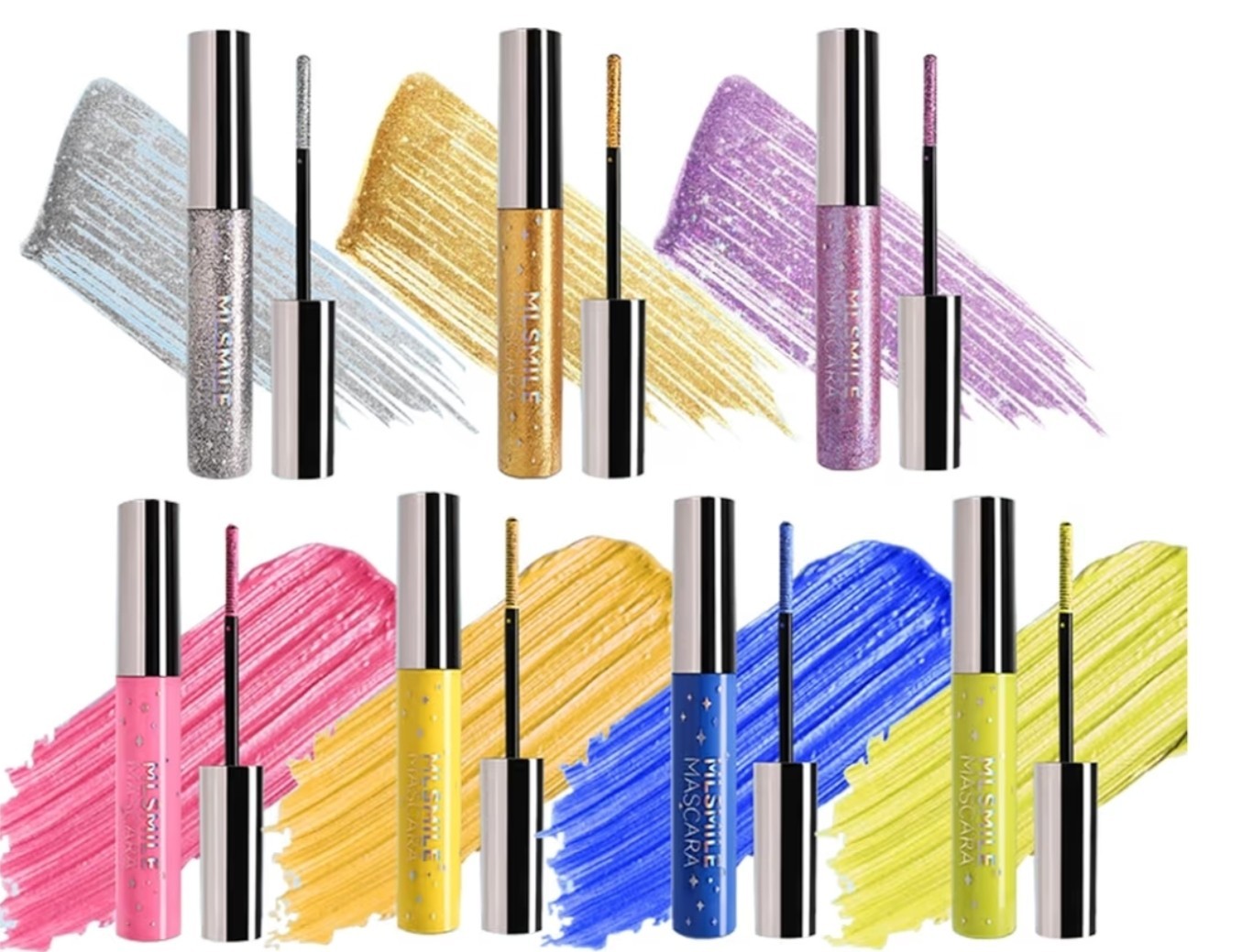 MLSMILE Glitter Liquid Mascara Waterproof Long Lasting 6ml Silver Gold