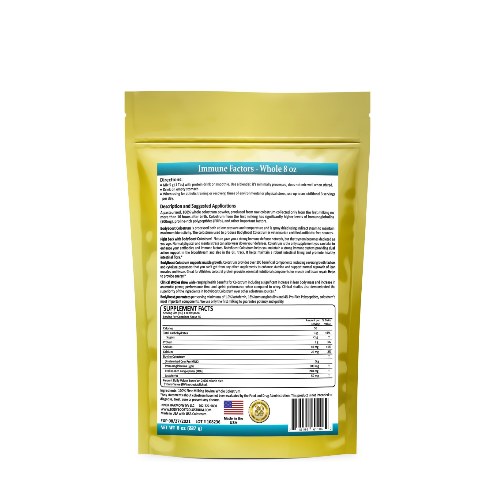 BodyBoost Whole Colostrum Powder (8oz)