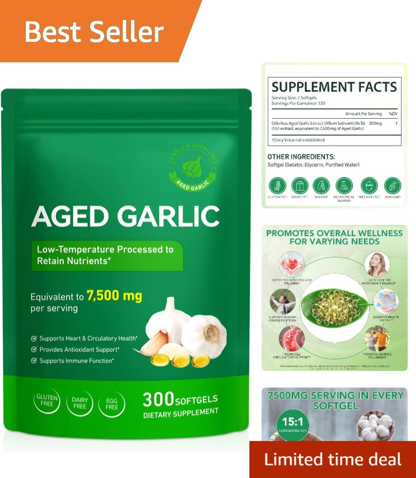High-Potency Aged Garlic Extract Softgels – 300 Count for Heart Health