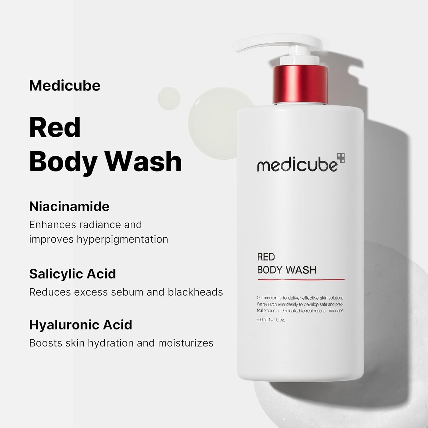 medicube Red Body Wash 14.10 Fl.oz I Low pH and Hydrating Cleanser with Salicyli
