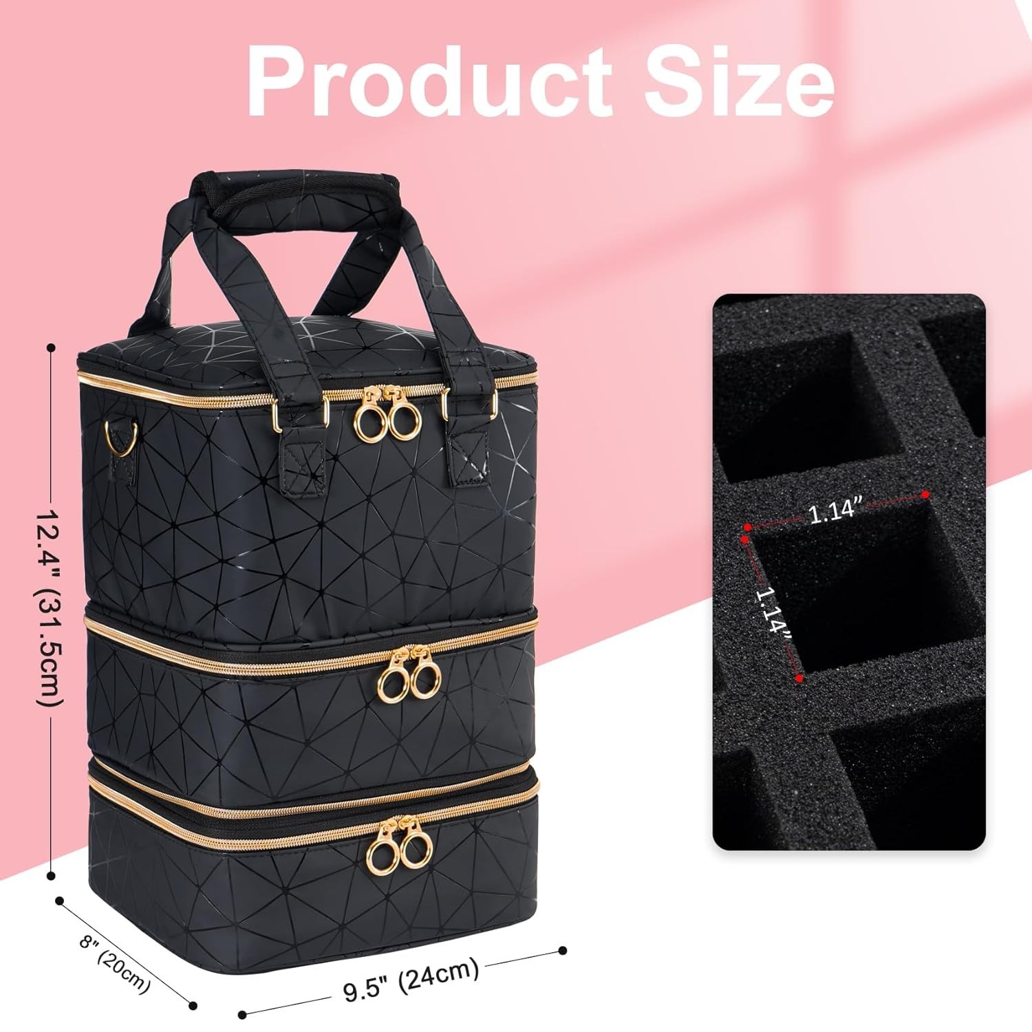 Large Nail Polish Organizer Bag for 84 Bottles Lamp – Travel Storage Case