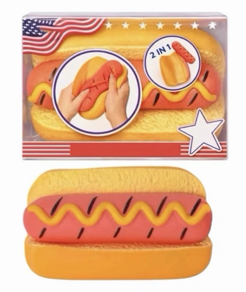 Sunny days 2-in-1 Hot Dog Bun Tactile Squish Squeeze Toy Yellow/Orange/Red