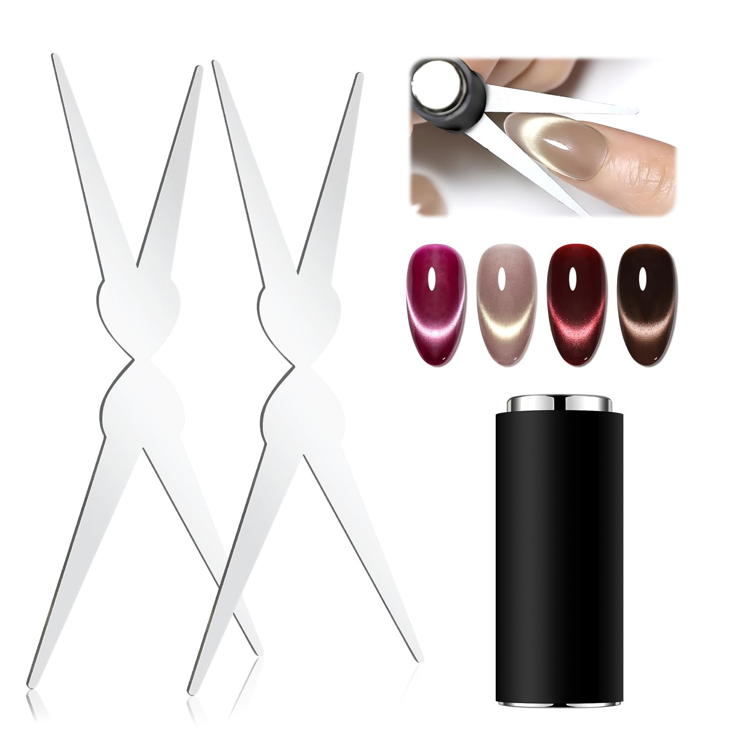 Moonlight Silver Cat Eye Gel Nail Polish,16.5Ml Glassy Holographic Silver Cat Ey